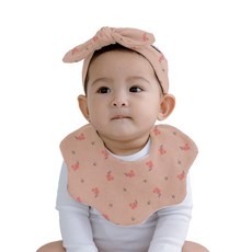 아바마 유아 세 송이 꽃 턱받이 리본 밴드