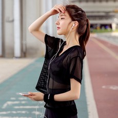 나야스타일 여성용 요가복 세트 시스루티 브라탑 반바지 리뷰후기