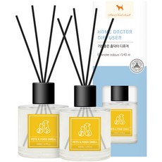홈닥터 기분좋은 디퓨저 140ml x 2p + 섬유스틱 10p 세트 반려동물 & 음식냄새, 자몽향, 1세트