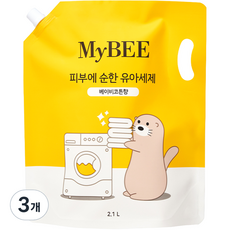 마이비 피부에 순한 유아세제 베이비코튼향 리필, 2100ml, 3개