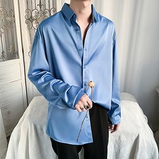 남성용 PDS 패션 루즈핏 솔리드 컬러 셔츠
