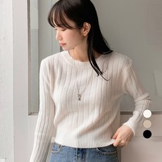바블링브룩 여성용 골지 세미크롭 긴팔 니트