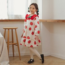 릴리푸리 여아용 애플 기모 원피스