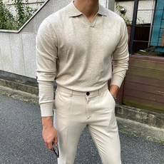 남자 머슬핏 캐시 오픈 카라 니트 리뷰후기