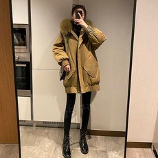 화이트 덕 다운 후드 퍼 하프 반코트 점퍼 블랙 재킷 패딩