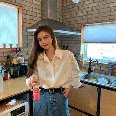 2021봄신상 여성용 화이트 기본 무지 긴팔 와이셔츠/정장셔츠/면접/하객룩/오피스룩/루즈핏/오버핏