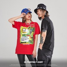 무니크영 오일 페인팅 브랜드 오버핏 반팔티셔츠 빅사이즈 남자 여자 커플 BTP0516 리뷰후기
