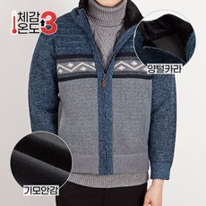 스타일에스 남성용 양털 폴라 기모 안감 니트 집업 가디건