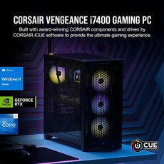 Corsair Vengeance i7400 시리즈 게이밍 PC - 리퀴드 쿨링 인텔® 코어™ i7 13700K CPU NVIDIA® 지포스 RTX™ 4070 Ti 그래픽 32G
