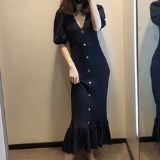 자라 ZARA 스타일 골든 버튼 니트 원피스 리뷰후기
