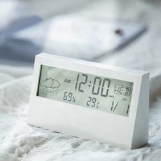 웰닷 디지털 투명 CD 알람 시계 온도계 습도계 요일 기능