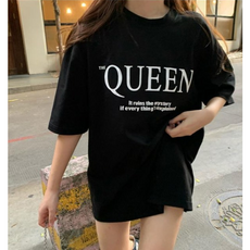 러브썸룩 여성 퀸 루즈핏 반팔 티셔츠_블랙화이트 리뷰후기