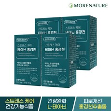 모어네이처 스트레스 케어 테아닌 홍경천 4박스(4개월분)/마그네슘 비타민D, 4개, 30정