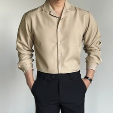 로니제이 남자 오버핏 폴리 스판 구김적은 오픈카라셔츠