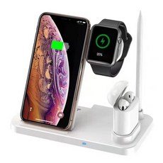 무선 충전기 거치대 iPhone iWatch 6 5 4 3 Air-Pods 3용 4 in 1 무선 멀티차저 베이스 고속 충전 기능 무선 충전기 리뷰후기