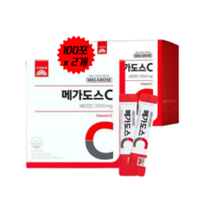(정품) 메가도스 비타민C 3000mg 100포 고려은단 유재석비타민 항산화 피로회복 면역력 메가도스요법 홈쇼핑 TV 광고 연예인 종합비타민 갱년기 필수 고용량 비타민씨, 300g, 2개
