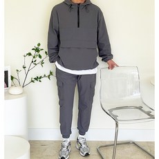 더유니크제이 남자 아노락 반집업 후드 바람막이 조거팬츠 트레이닝 2컬러