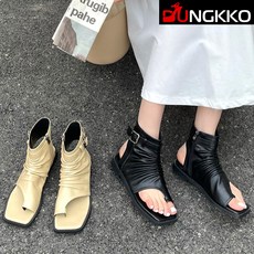 시크덩꼬 셔링 벨티드 쪼리 플랫 글레디에이터샌들 DK2144
