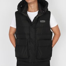 듀베티카 남성 구스다운 패딩조끼 BIXIO 후디 중량 다운 VEST 무광 블랙-화이트 로고