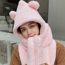 곰돌이 후드 뽀글이 요 솔리드 무지 머플러 남녀공용 롱 머플러 3종