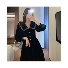 메이첼 큐티카라 브이 벨벳 원피스 00219