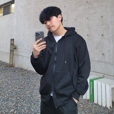 디센도 남녀공용 기모 후드집업 오버핏 무지 투웨이