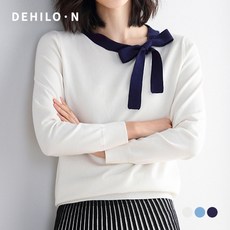 데일로엔 여성용 리본 넥 포인트 긴팔 니트