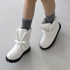 슈즈힐 니트리 리본 패딩부츠 방한부츠 3cm