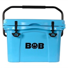 BOB THE COOLER CO 25쿼트 하드 쿨러 견고함 핸드잡이가 있는 휴대용 로토몰드 여행용 쿨러 누출 방지 해변 캠핑 야외 파티 스포츠 등에 적합, 쿨 블루/블랙, 쿨 블루/블랙