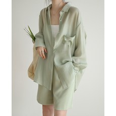 ANYOU 긴팔 자외선 차단 여름 자외선 차단 소재의 여성용 카디건 얇은 셔츠, 민트그린