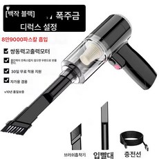 차량용 청소기 소형 가정용 실내 청소 무선 충전 가능 강력 휴대용 애완견 털 흡입 미니, 색깔1, 옵션2