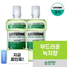 리스테린 내추럴 그린티 마일드 구강청결제, 750ml, 2개