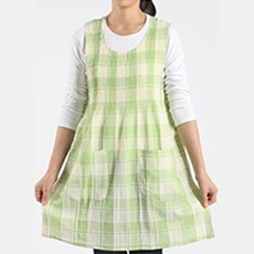 꼬레하우씨 주름 체크 앞치마