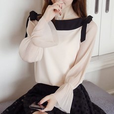 안젤라 배색 블라우스 리뷰후기
