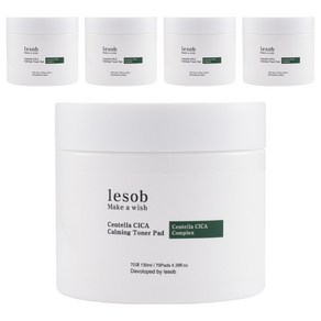 lesob 88% 맞춤형 각질 보습 진정 토너 패드 시카 130ml, 70매입, 5개