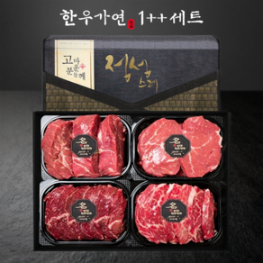 한우가연 선물세트 투뿔 NO.9 한우 1++ 구이용 등심300g+채끝200g+안심200+ 갈비살200g, 1kg, 1개