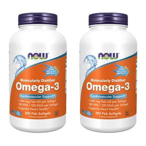 now Omega-3魚油軟膠囊, 200顆, 2罐