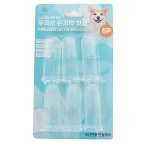 DING DONG PET 寵物矽膠指套牙刷, 透明, 六個