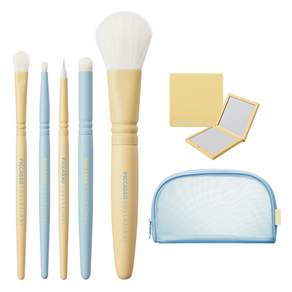 Picasso Collezioni 檸檬奶油蘇打版化妝刷（5款）+雙鏡+網袋全套, 混色, 1組