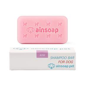 ainsoap 狗貓香皂玫瑰香+肥皂泡網, 90克, 1套