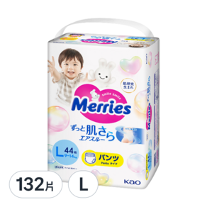 Merries 妙而舒 妙兒褲/尿布, L, 132片