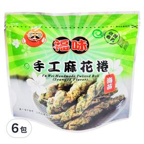 福味 手工海苔麻花捲, 75g, 6包