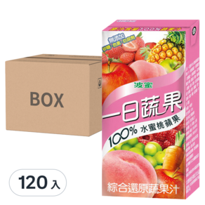 波蜜 一日蔬果 100%水蜜桃蘋果蔬果汁, 160ml, 120入