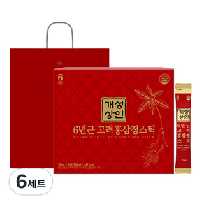 Gaeseongsangin 30包6年高麗紅參萃取物棒+購物袋, 300ml, 6組