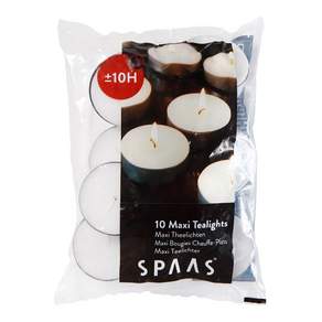 SPAAS 袋裝茶燈蠟燭, 無味, 10入