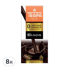 TRAPA 無添加糖80%黑巧克力片, 80g, 8片