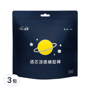 icon 愛康 透芯涼感 褲型棉 L號, 內褲型, 2片, 3包