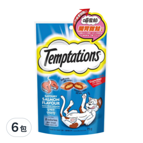 Temptations 喵愛餡 貓點心, 開胃三文魚/甜鮭口味, 75g, 6包