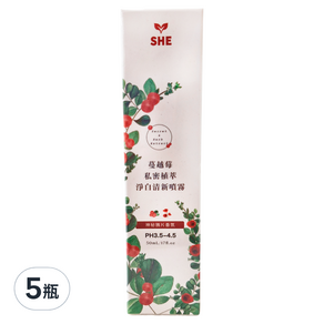 SHE 蔓越莓私密植萃淨白清新噴霧, 50ml, 5瓶