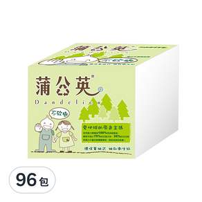 蒲公英 環保單抽衛生紙, 250張, 96包